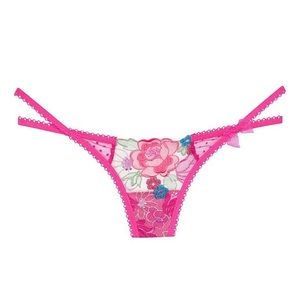 NWT FOR LOVE AND LEMONS Hot Pink Floral Thong, M